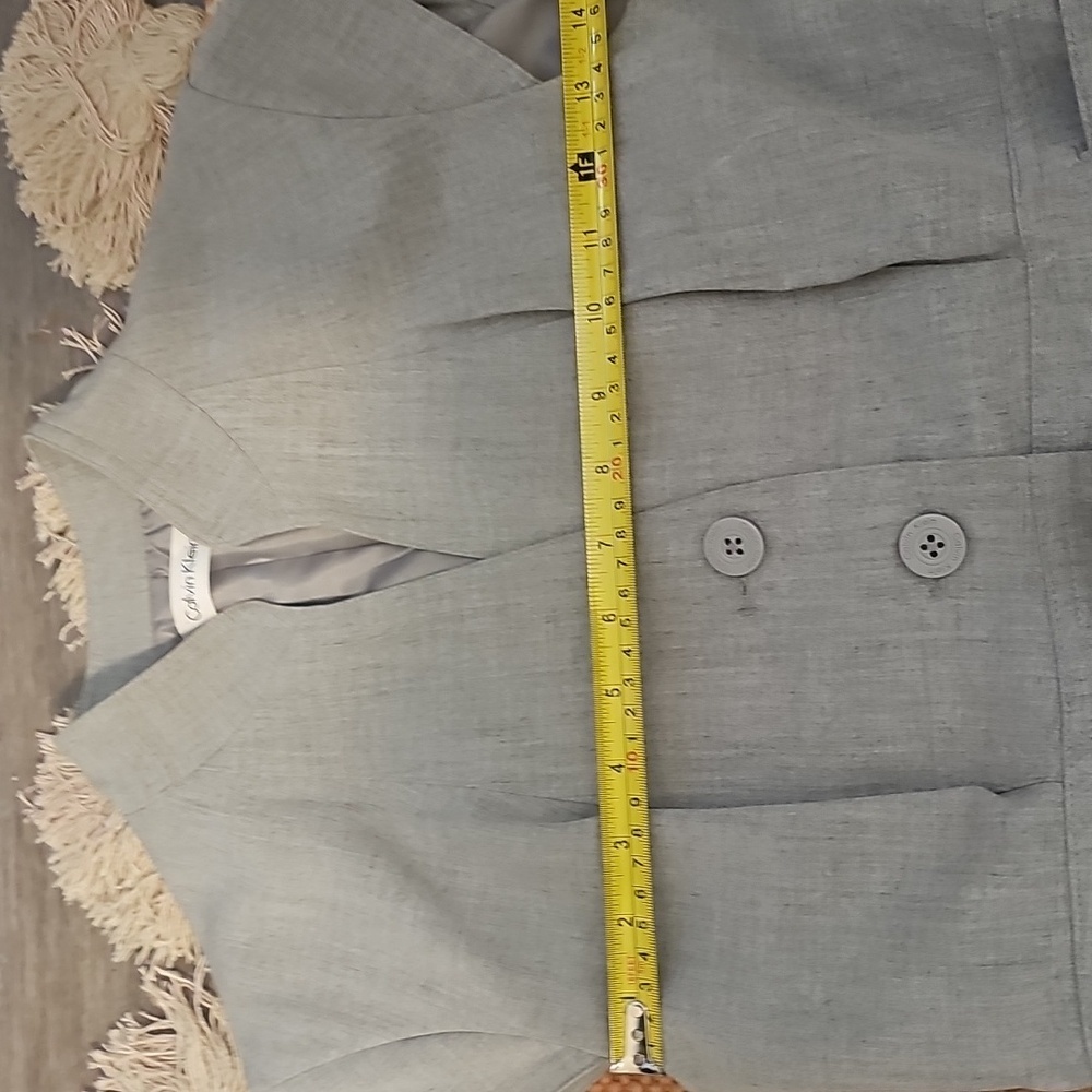 Calvin Klein Claassic Dress, Cap Sleeve, Belted, Gray.  Women's, Size 4P - Picture 11 of 13